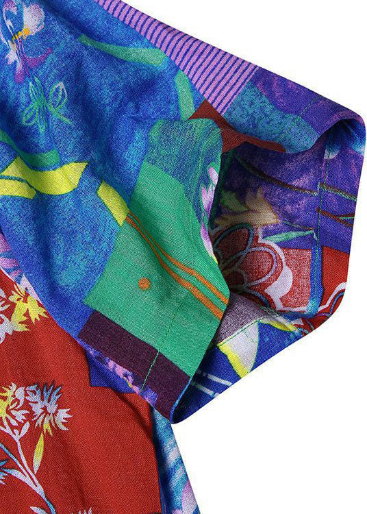 Mönstrad bohemisk sommarklänning för kvinnor, plus size. Kortärmad och luftig för semester och strand.