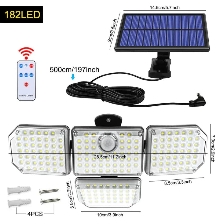 Energisnål solcellslampa med LED-belysning, perfekt för långvarig och billig utomhus- och fasadbelysning.
