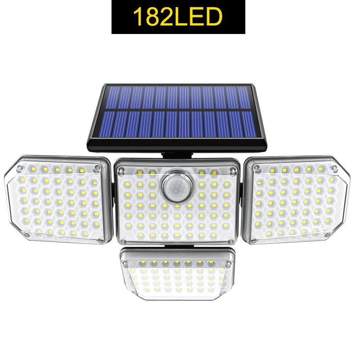 Detaljbild på solcellspanelen som driver den energisnåla utomhusbelysningen med LED-lampa.