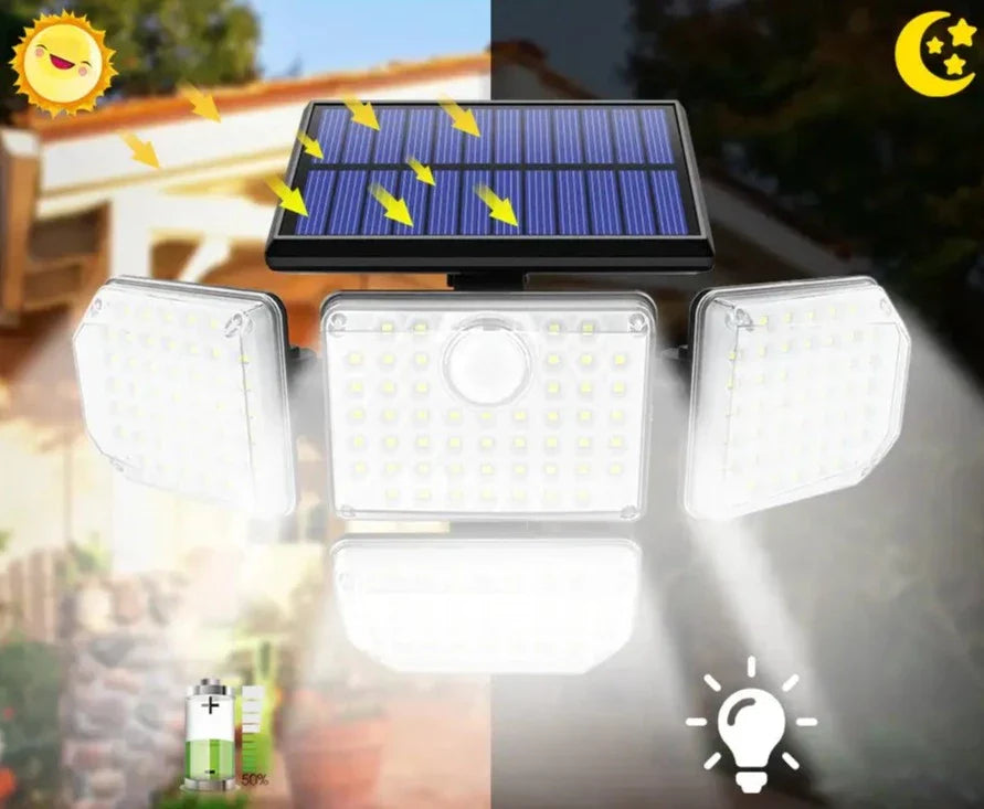 Solcellslampa med smart rörelsesensor för automatisk säkerhetsbelysning utomhus, energisnål LED.