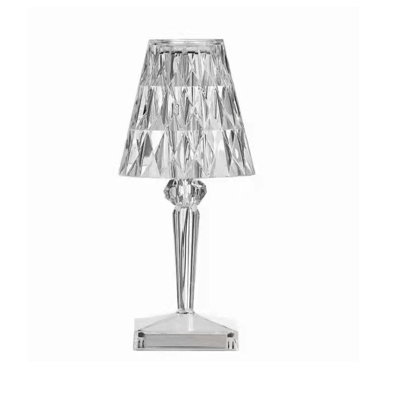 Kristall bordslampa med dimbar touchkontroll. Elegant LED-belysning för modern heminredning.