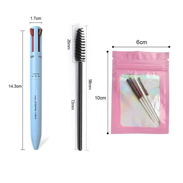 Kvinnors 4-i-1 multifunktionell skönhetspenna. Kosmetik med eyeliner, läppenna, ögonbrynspenna & highlighter.