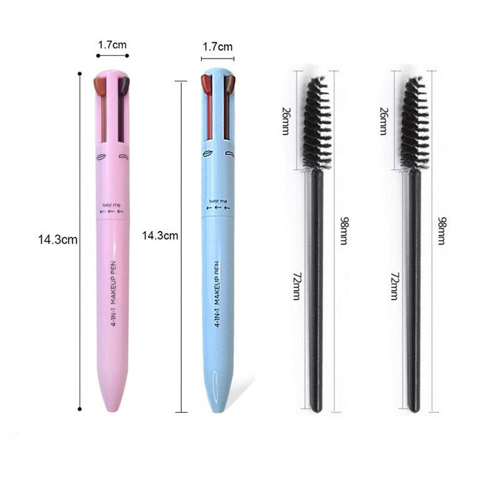 Bärbar 4-i-1 multifunktionell sminkpenna. Perfekt för snabba touch-ups, inklusive eyeliner och läppar.