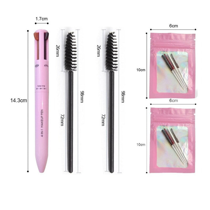 Lyxig 4-i-1 skönhetspenna för kvinnor. Essentiell kosmetik för eyeliner, läppar, ögonbryn & highlighter.