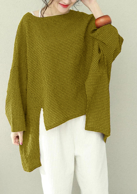 Avslappnad rutig asymmetrisk topp för kvinnor, idealisk för en bekväm sommarlook.