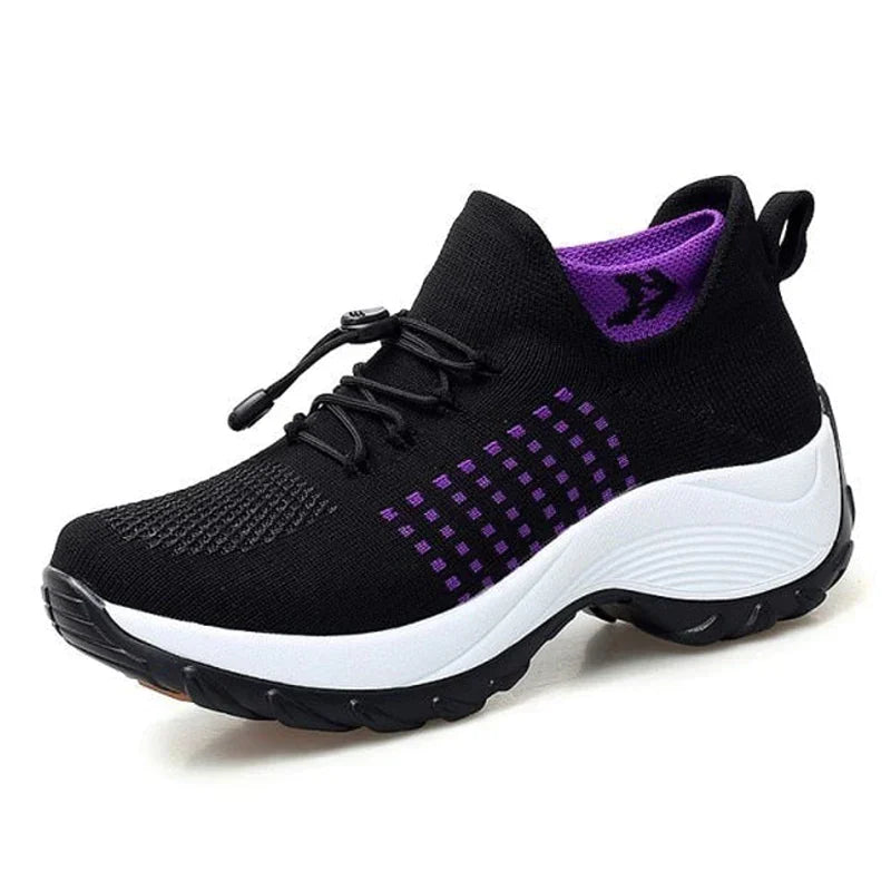 Mångsidiga kvinnors sneakers för arbete och fritid, med dämpande komfort och ventilerande material.