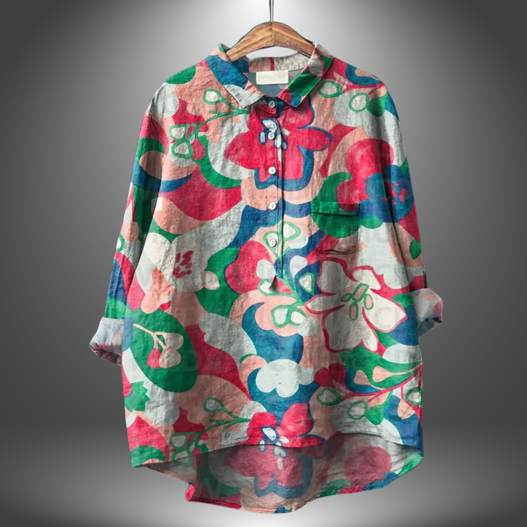 En blommönstrad skjorta för kvinnor som söker en färgglad och elegant topp att matcha till jeans.