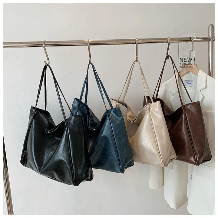 Kvinnors elegant bucketväska, mångsidig axelväska för vardagen. Retro-stil damsväska.