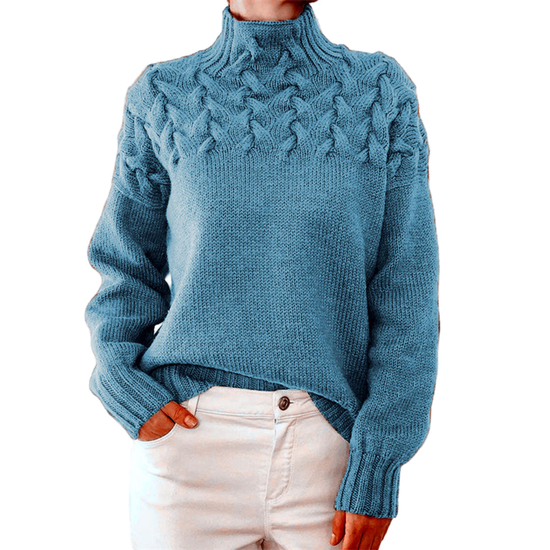 Kvinnors elegant polotröja i mjukt tyg, perfekt för höst och vinter. Klassisk stil för dammode.