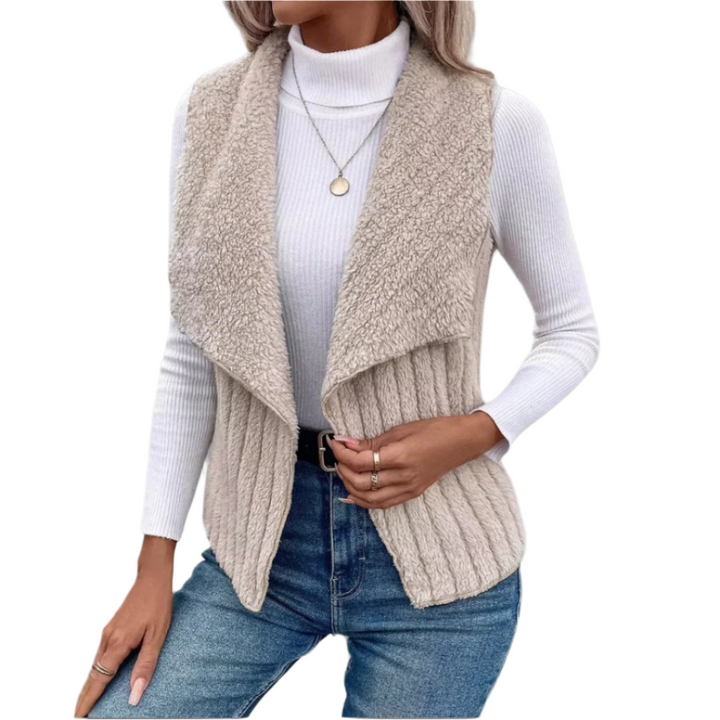 Kvinnors enfärgad cardigan med skärd krage, perfekt för stil och värme under höst och vinter.