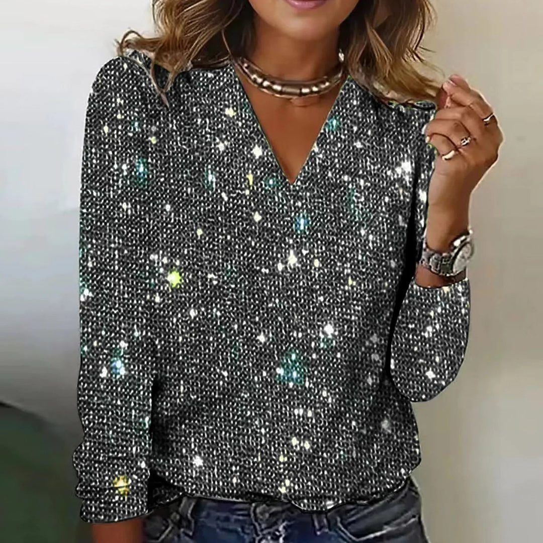Elegant paljettblus för kvinnor i trendig design, idealisk som festtopp med glitterdetaljer