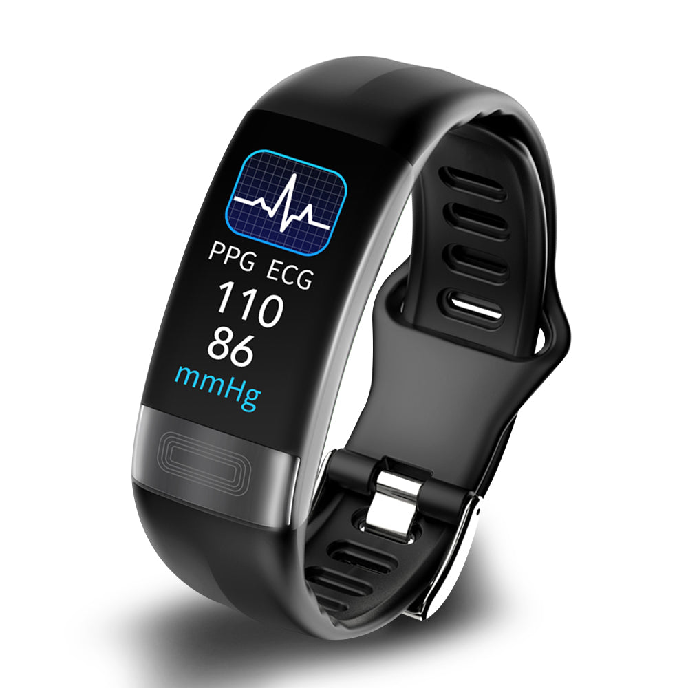 Kvinnors fitness tracker med EKG, pulsmätare & hälsomonitorering. Vattentålig smart klocka med silikonrem.