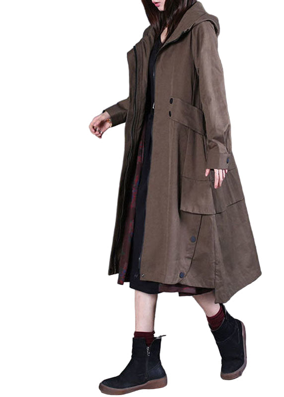 Kvinnors hoodie trenchcoat med dragkedja, perfekt för höst och vår. Stilren och bekväm casual damjacka.