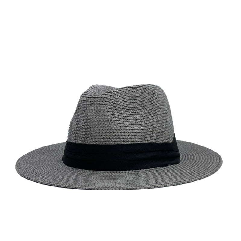 Elegant strandhatt för kvinnor, packbar Panama halmhatt med UV-skydd för soliga dagar.
