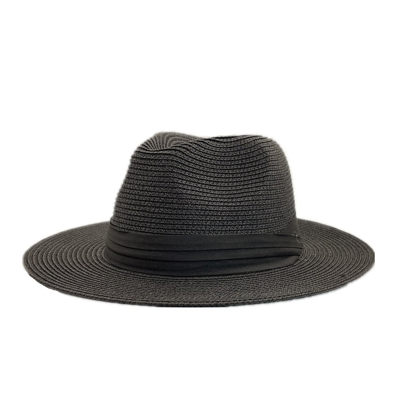 Stilren sommarhatt för kvinnor, justerbar och hopfällbar halmhatt, idealisk för semester.