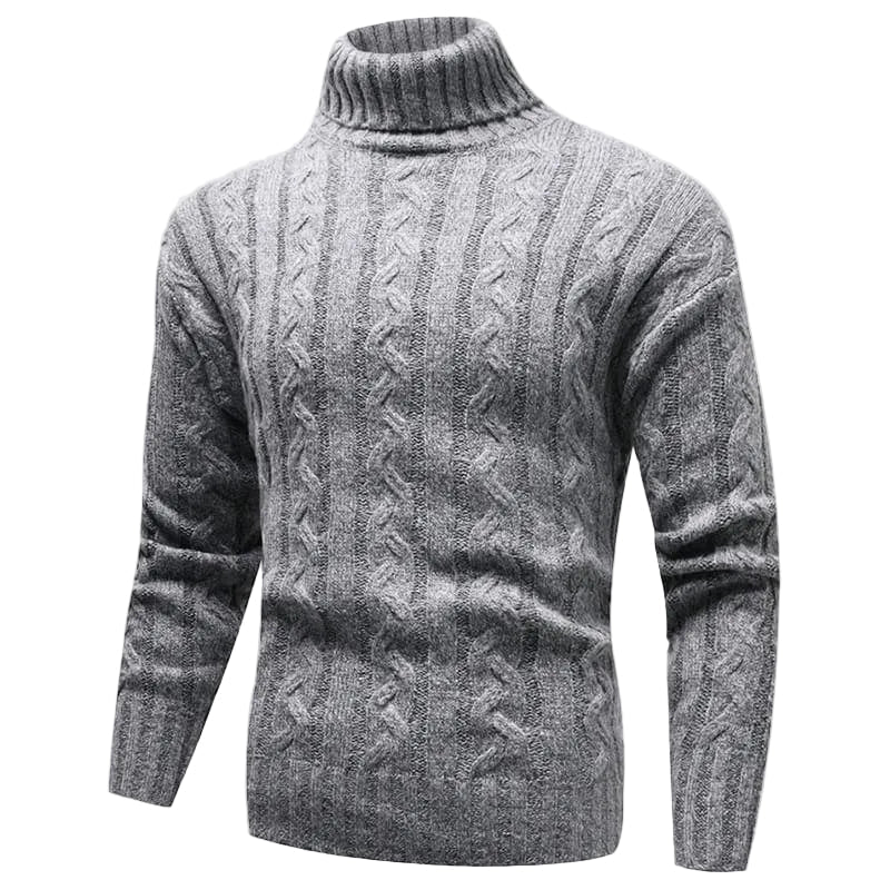 Kvinnors kabelstickad turtleneck tröja i mjukt garn. Varm & stilren stickad höst-/vintertröja för dam.