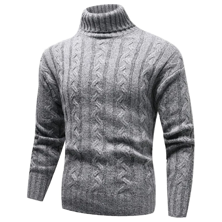Kvinnors kabelstickad turtleneck tröja i mjukt garn. Varm & stilren stickad höst-/vintertröja för dam.