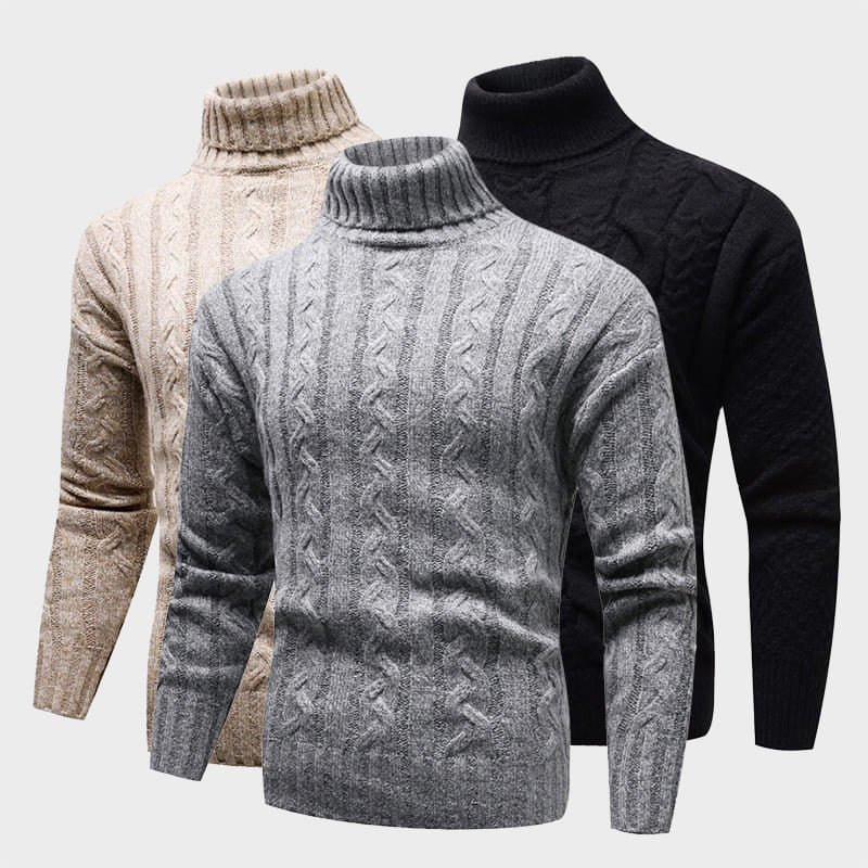 Högkvalitativ damtröja med detaljerad kabelstickning & bekväm turtleneck. Varmt och modernt vintermode.