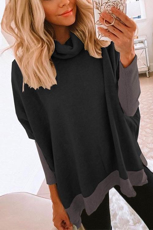 Stilren långärmad sweatshirt för kvinnor med mysig cowl neck. Perfekt avslappnad tröja för höst- och vintermode.
