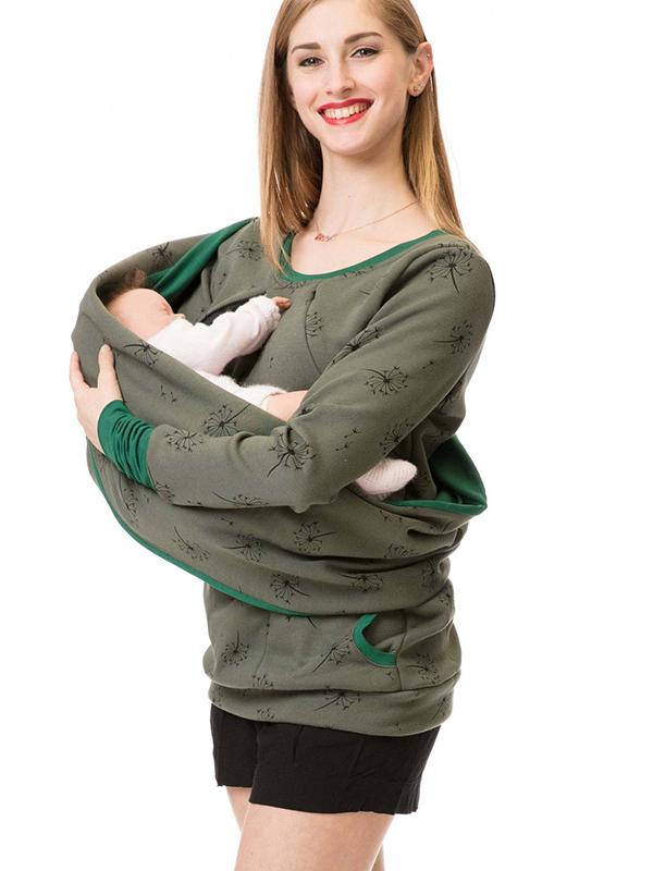Långärmad amningströja för kvinnor, blommönster. Mångsidigt vardagsplagg i mammakläder-sortimentet.