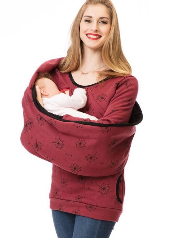 Amningströja med stilfullt blommönster och långa ärmar. Passar som bekväma gravidkläder & postpartum.