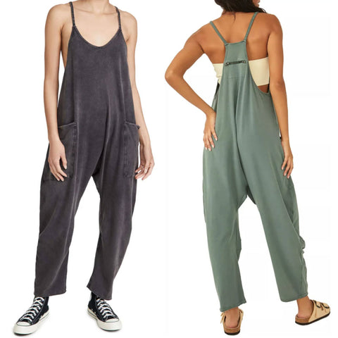 Kvinnors långärmade jumpsuit med lös passform, bekväm vardagsstil för vår/sommar. Perfekt för gravida.