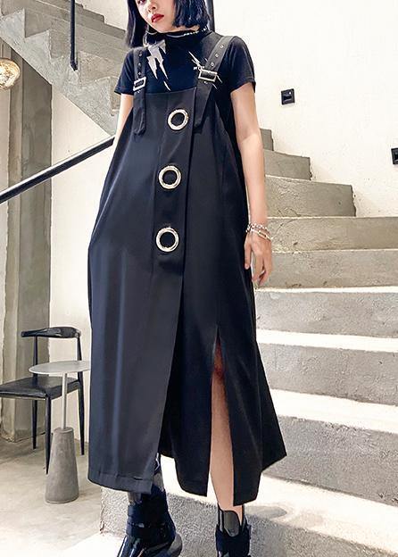 Chic asymmetrisk sommarklänning i mörkblått, kvinnors lös passform, perfekt för en elegant sommarlook.