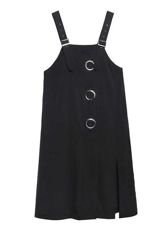 Mörkblå elegant sommarklänning, asymmetrisk kvinnors klänning med chic look och bekväm lös passform.
