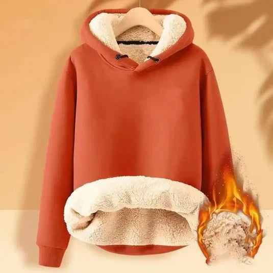Varm damfleece hoodie med huva för höst/vinter. Mysig utomhusjacka för kvinnor, stilren & bekväm.