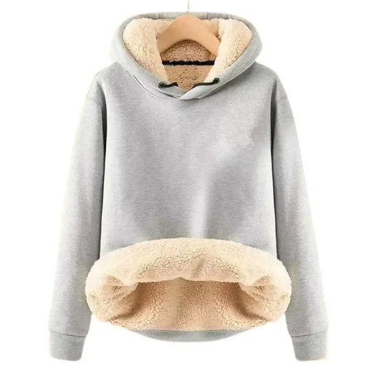 Mjuk, mysig damfleecejacka med huva. Varm vardagsjacka för kvinnor, utmärkt för kyla & komfort.