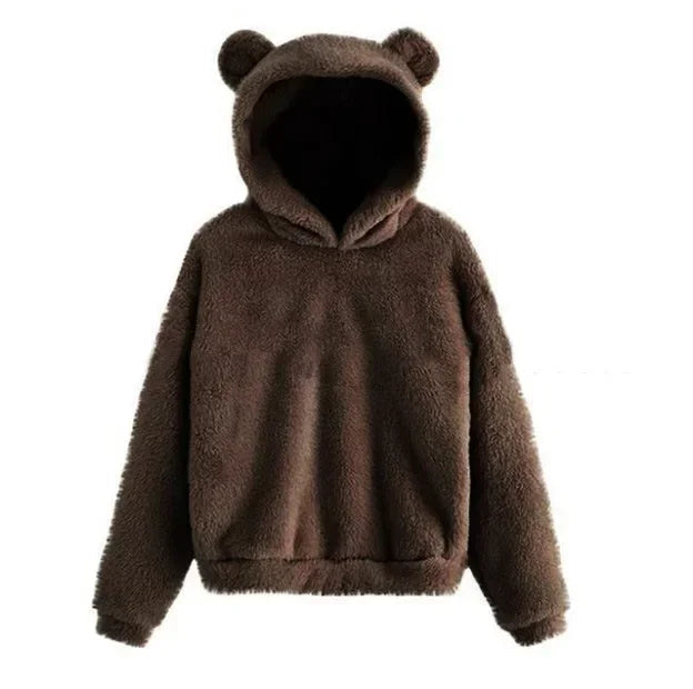 Trendig damhoodie med unika kaninöron. Mysig och varm, perfekt för en avslappnad modekänsla.
