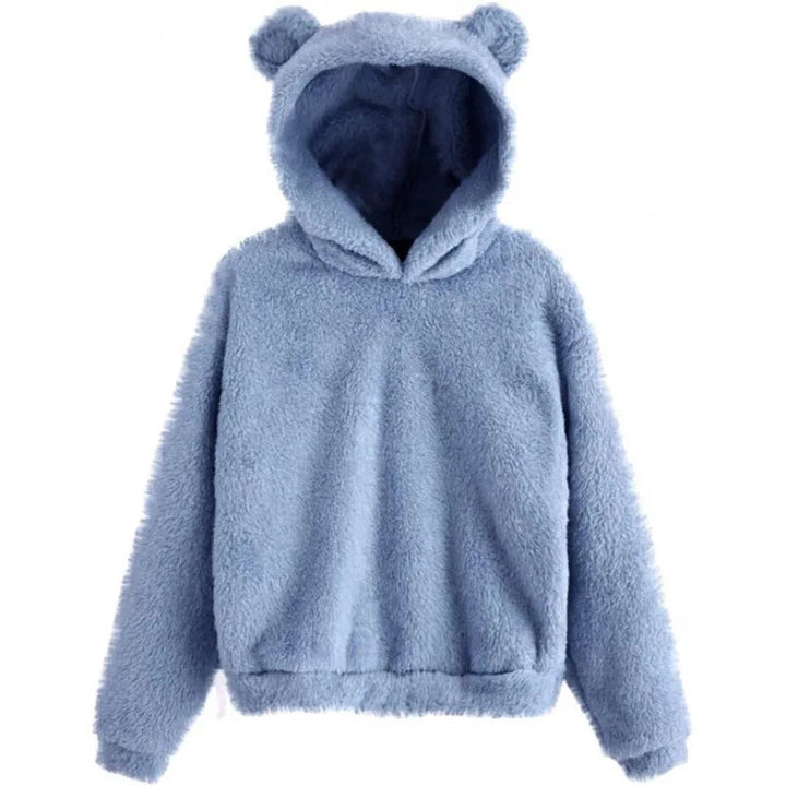 Stilren kvinnors hoodie med kaninöron. Mjuk, varm och perfekt för en avslappnad höststil.