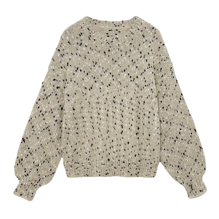 Kvinnors mysiga stickade tröja med drop shoulder, perfekt för hösten och en stilren look.