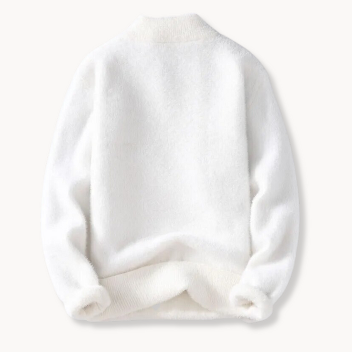 Kvinnlig, långärmad fleecetröja med elegant v-ringning. Mjuk & bekväm damtröja för höst & vinter.