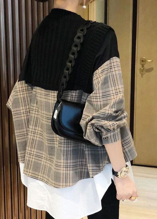 Casual långärmad skjorta för kvinnor, med trendig patchworkdesign för en chic look.