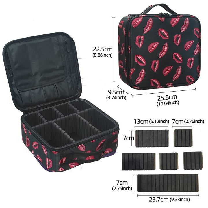 Rymlig sminkväska för kvinnor. Elegant resenecessär för kosmetika, organisation & förvaring.
