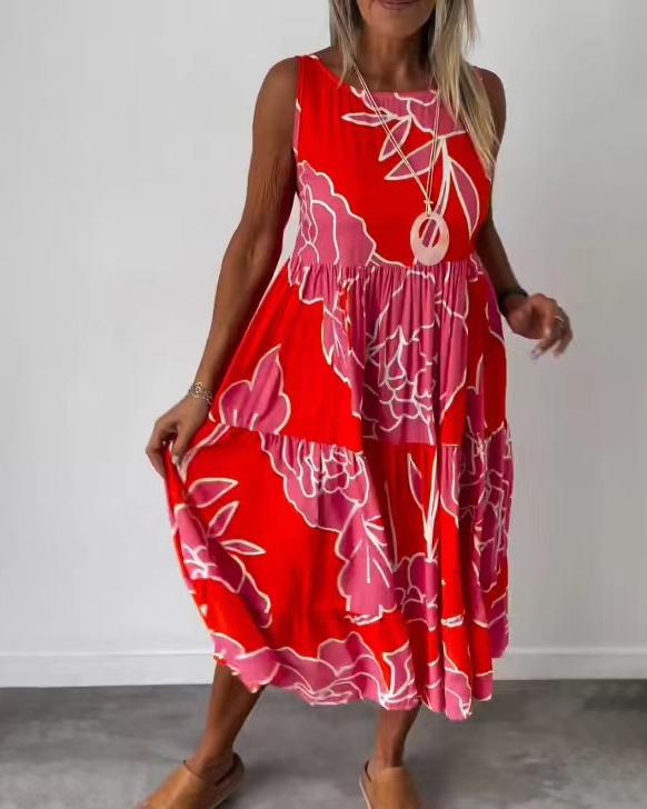 Snygg ärmlös omlottklänning för kvinnor, en bekväm och elegant sommarstil med V-ringning för soliga dagar.