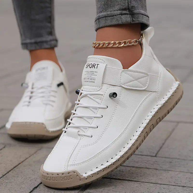 Mångsidiga kvinnors sneakers, bekväma snörskor för fritid, vardag och vårens mode.