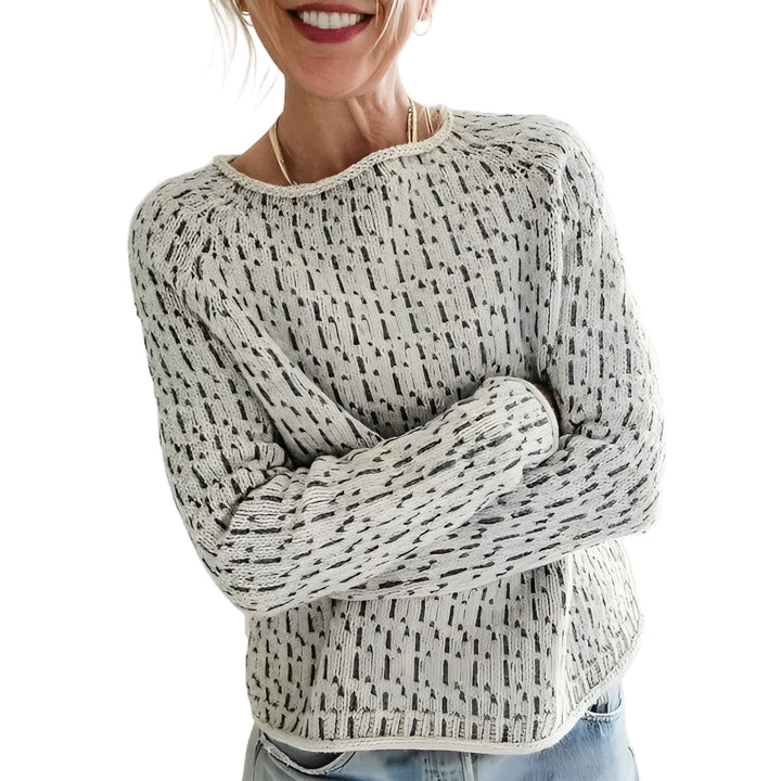 Kvinnors stickad tröja med rund hals, modern design. Perfekt för höst & vinter.