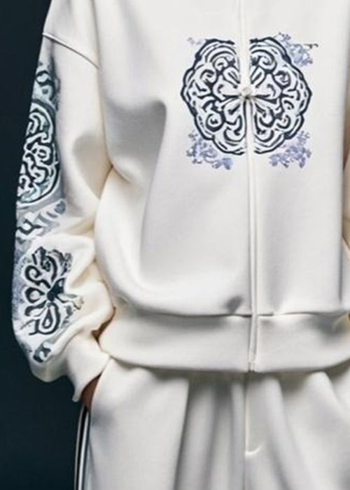 Avslappnad sweatshirt för damer med stativkrage, vitt tryck. Idealisk för trendigt vardagsmode.