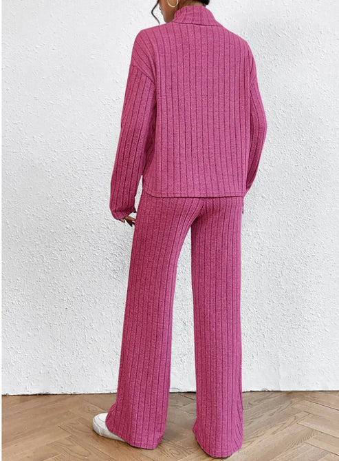 Bekväma och eleganta byxor från kvinnors matchande tvådelade set, idealiska för vardagsbruk.