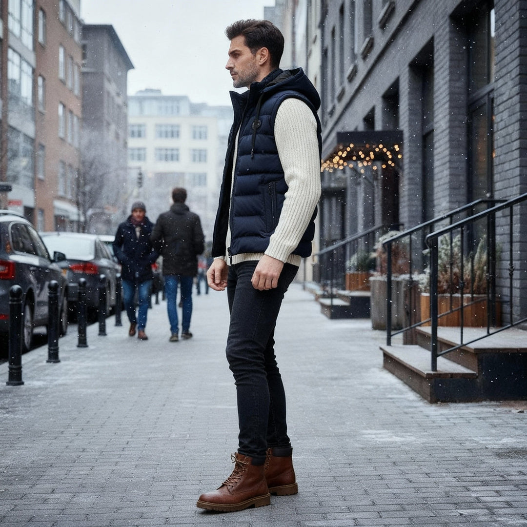 Stilren quiltad damväst för kvinnor. Varm höst- och vinterväst i casual design.