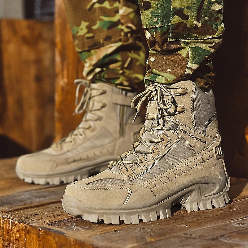 Bruna kvinnors vinterstövlar i militärstil, varma & robusta för utomhus.