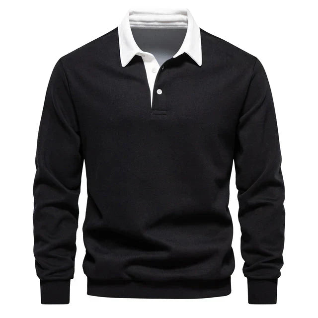 Elegant långärmad herrpoloshirt för mångsidig användning. Perfekt för både kontor och vardag.