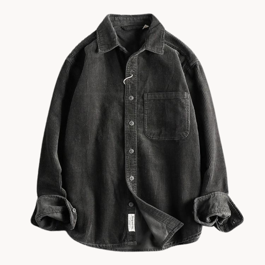 Mörkblå herrskjorta, långärmad. En stilren casualskjorta för vardagsbruk och höstmode.