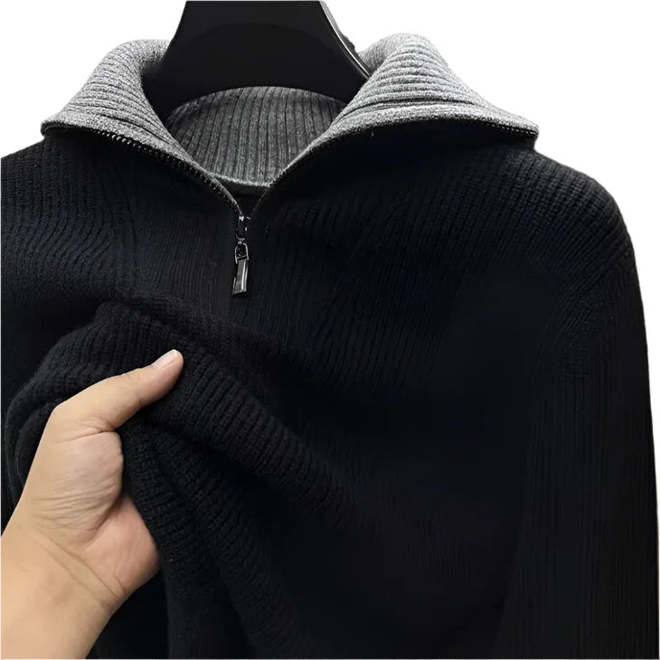 Bekväm och trendig kvartströja med dragkedja för män. Ett måste för herrmode under vinter och höst.