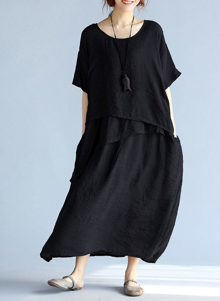 Vintage-inspirerad sommarklänning, långärmad maxiklänning för en ledig look.