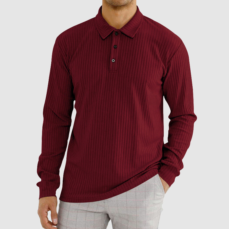 Bekväm herrtröja, långärmad piké med eleganta ribbade muddar. Perfekt för vår och höst.