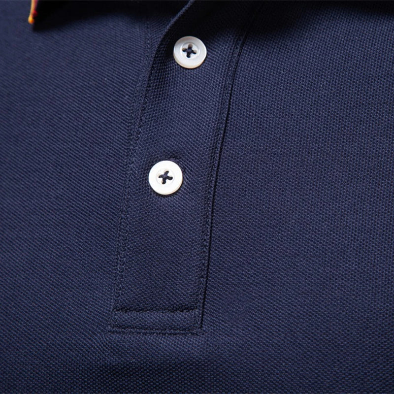 Stilren långärmad slim fit pikétröja herr, klassisk design för en elegant vardags- eller festoutfit.