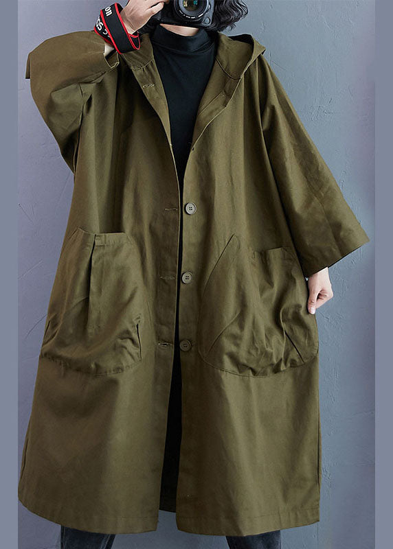 Varm lång damtrenchcoat med huva och fickor. Perfekt som stilren höstkappa eller vinterkappa för kvinnor.